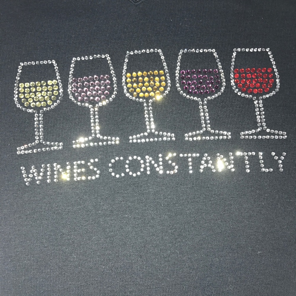 Wines Constantly Rhinestone Women's T-Shirt Top Sm - Picture 6 of 8